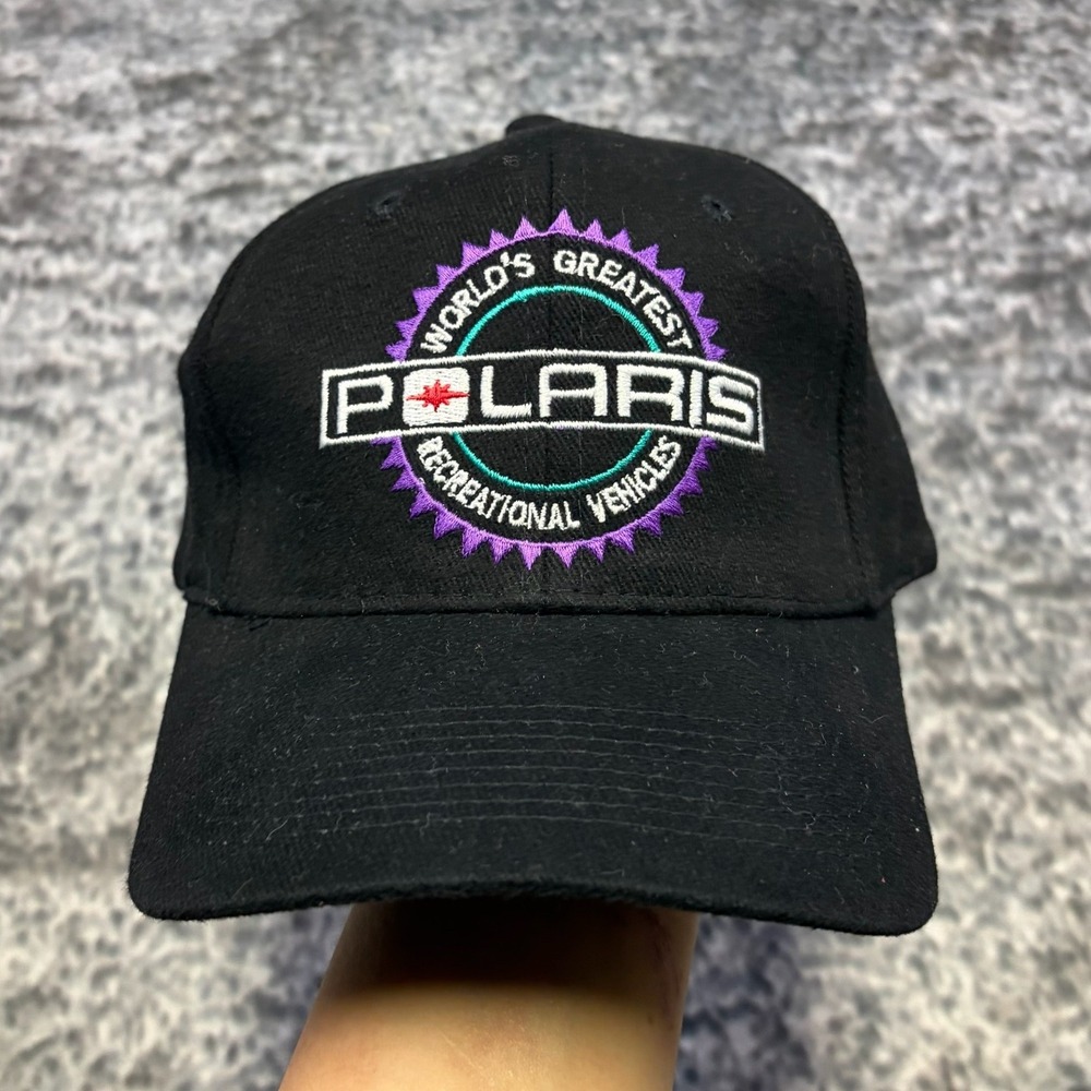 VTG Polaris World's Greatest Recreational Vehicle Hat Black Snowmobile 90s